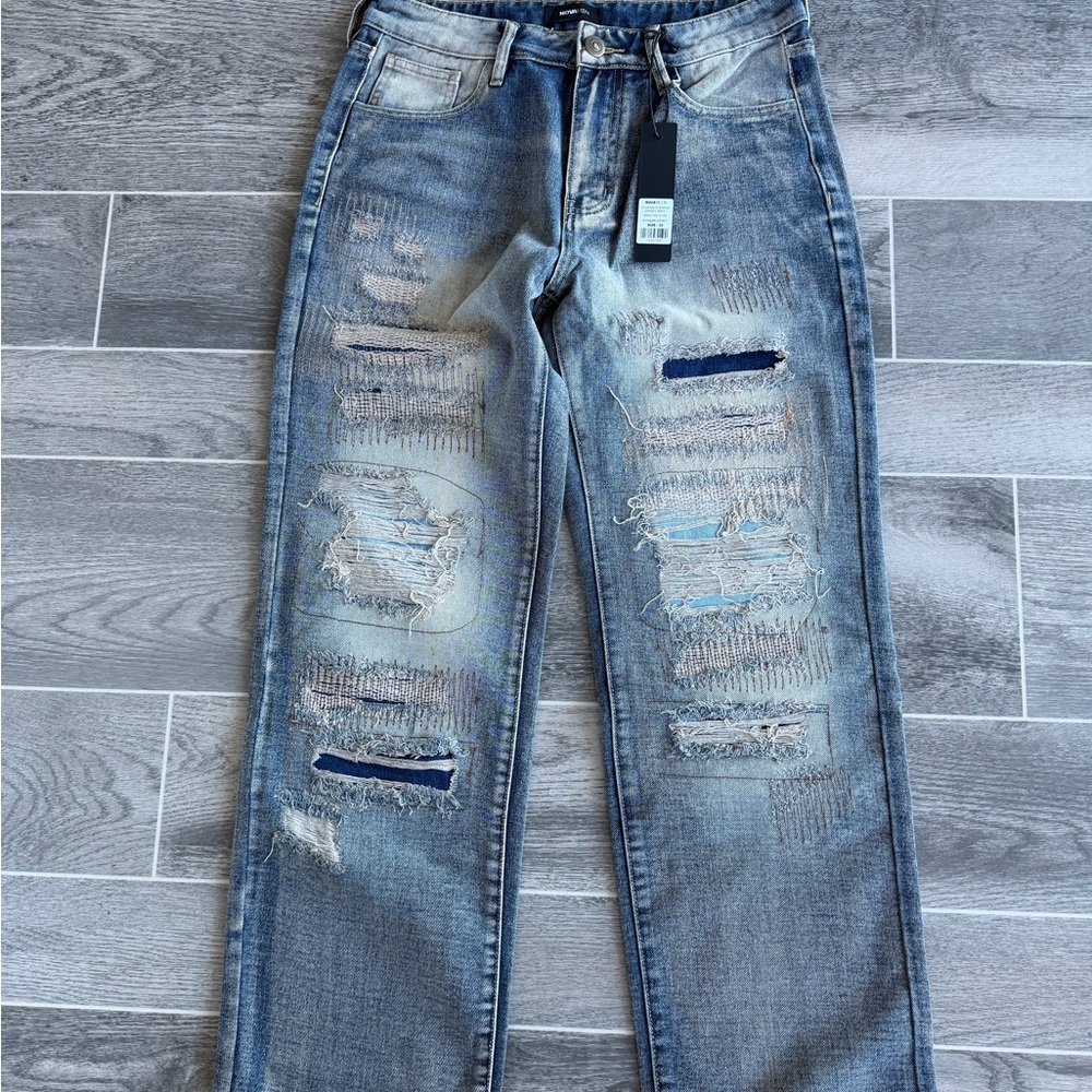 Fashion Nova Light Blue Distressed Jeans